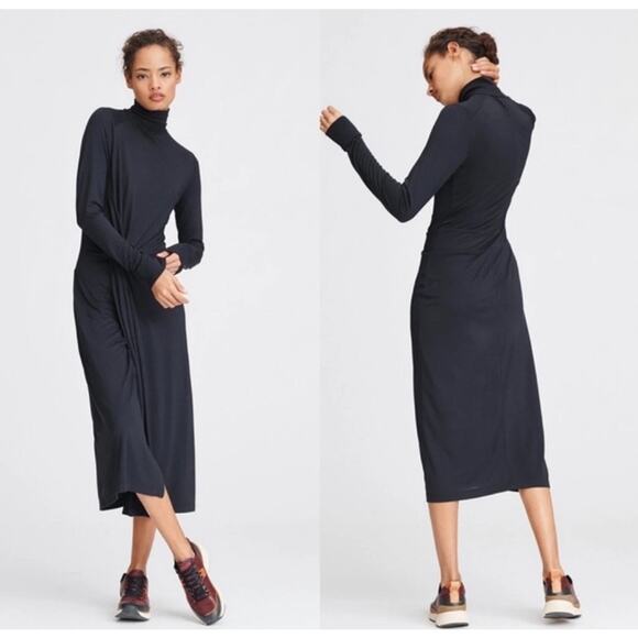 Rag and Bone Shaw Draped Midi Dress Black Size XS - Picture 1 of 8
